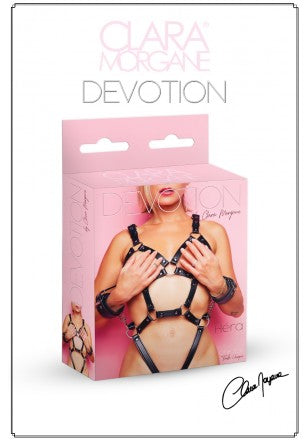 CLARA MORGANE- Héra Harnais body ouvert et menottes simili cuir - MONT' A BORD SHOP
