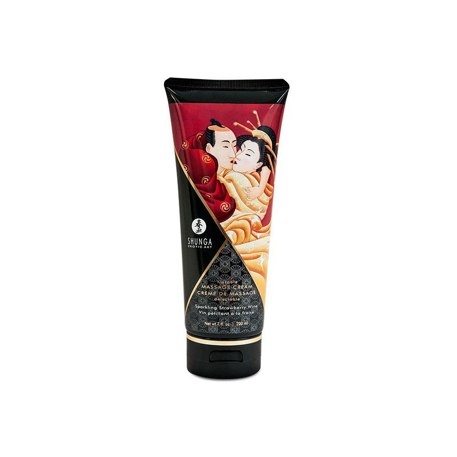 SHUNGA- Crème de massage Comestible Vin Pétillant à la FRAISE - MONT' A BORD SHOP