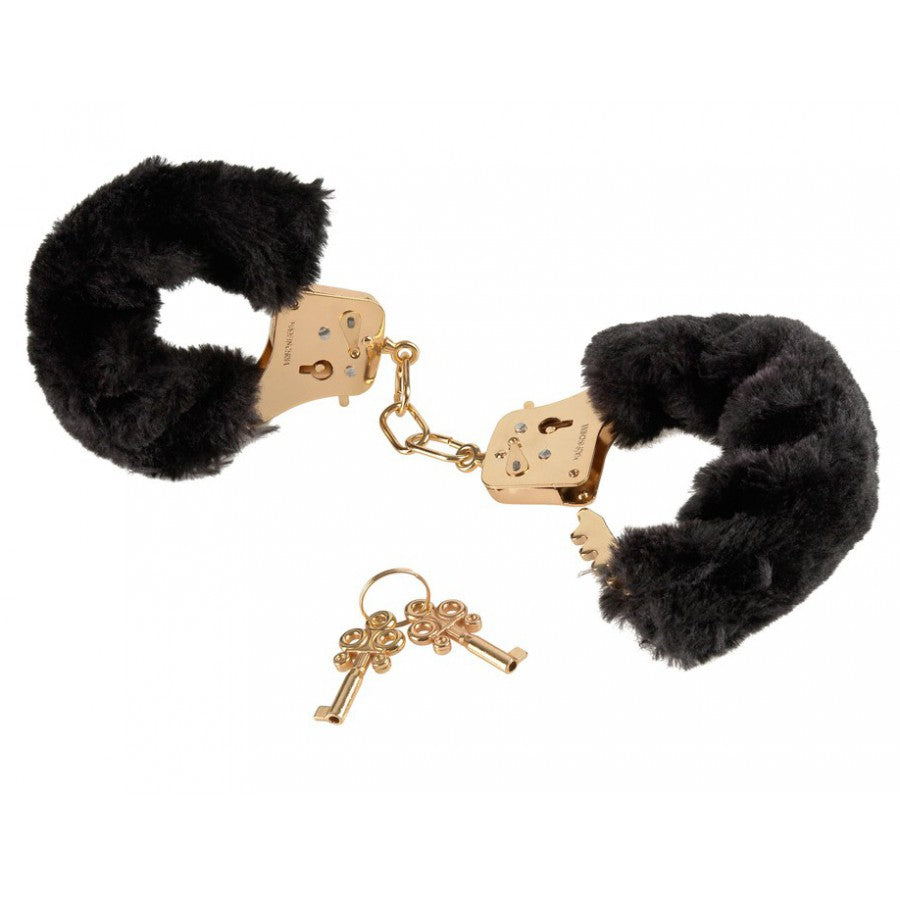 FETISH FANTASY SERIES- Menottes Gold Furry Noires - MONT' A BORD SHOP