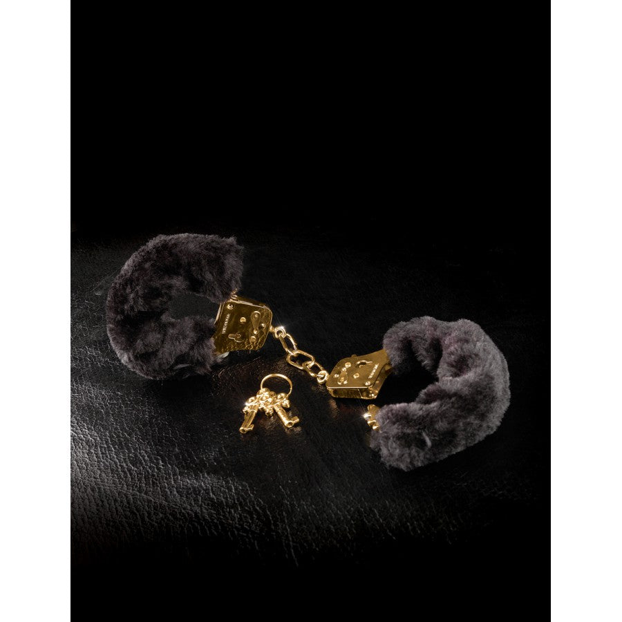 FETISH FANTASY SERIES- Menottes Gold Furry Noires - MONT' A BORD SHOP