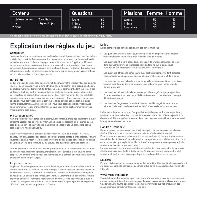 TEASE PLEASE- Jeu Mission Intime – Classique - MONT' A BORD SHOP