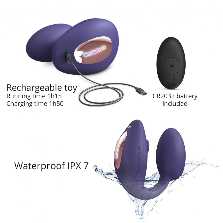 LOVE TO LOVE- Stimulateur Clitoris et Point G Wonderlover - MONT' A BORD SHOP